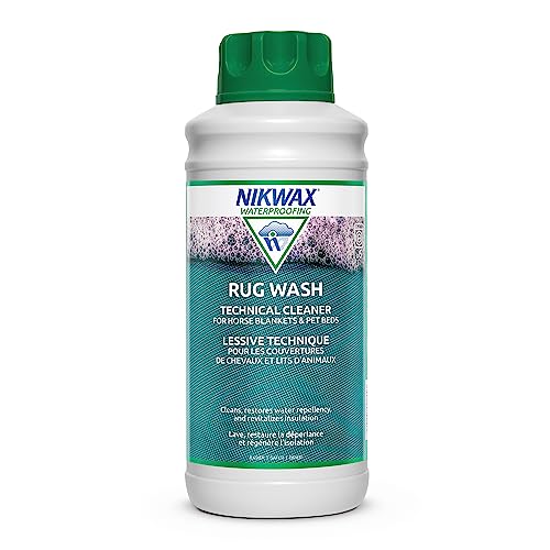 Nikwax Rug Wash, produit sans PFAS, lavage sûr en machine.