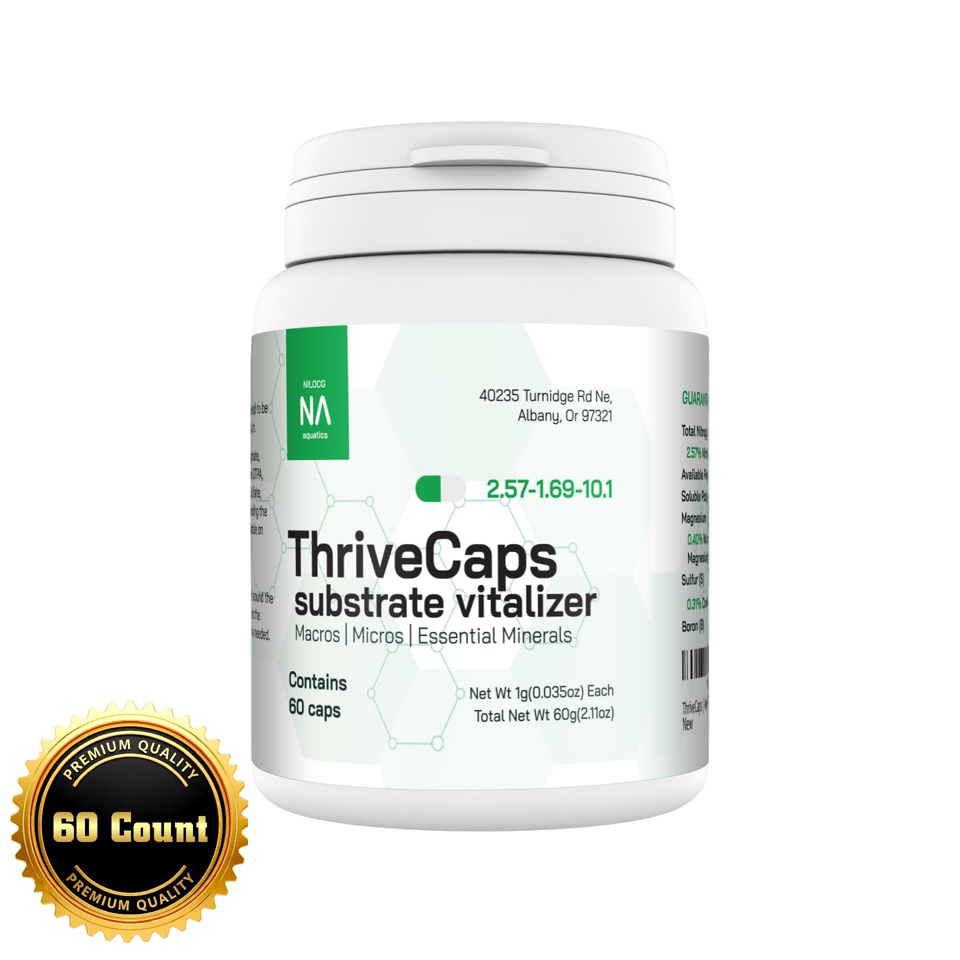 NilocG ThriveCaps : diffusion-grille assure une distribution homogène des nutriments dans le substrat.