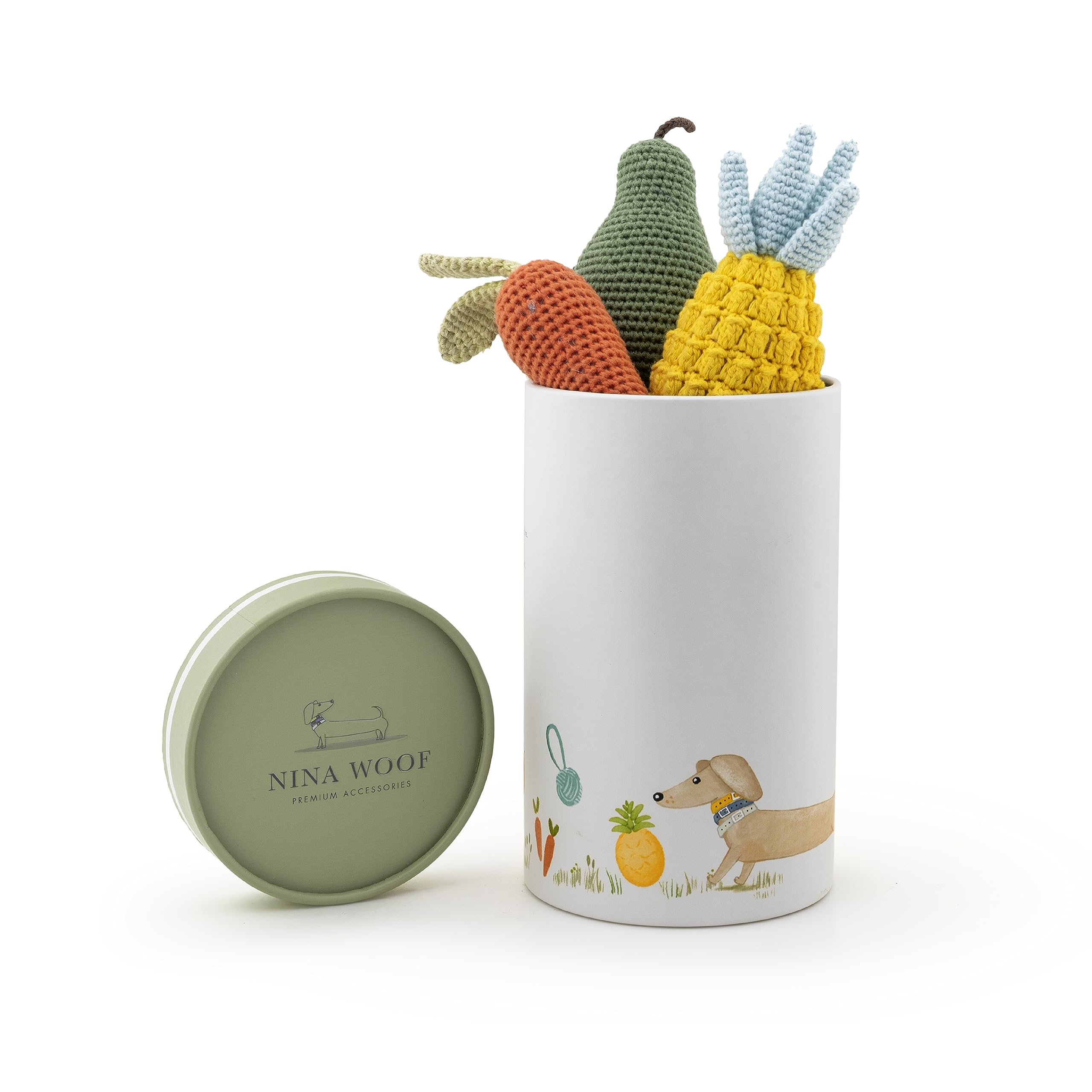 Jouet Nina Woof coton bio carottes pour distractions douces et mastication saine