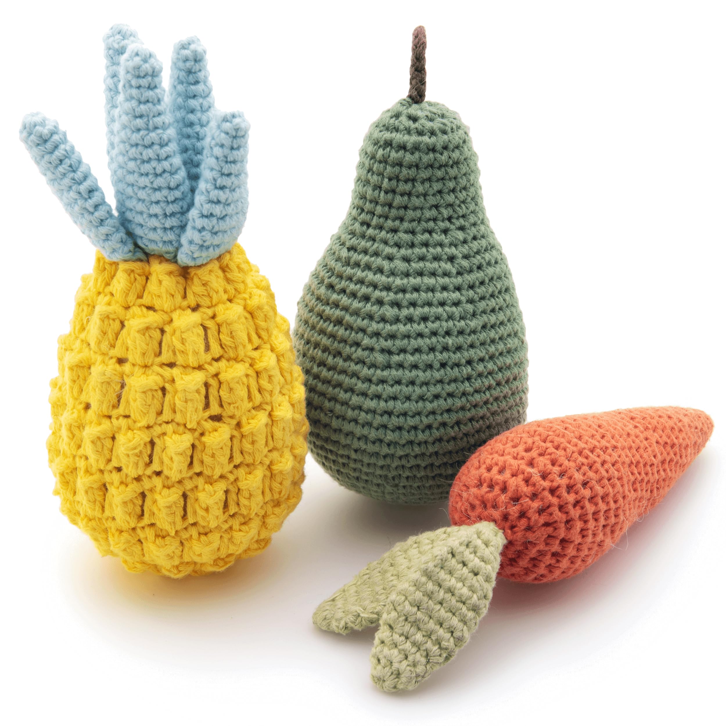 Jouet Nina Woof en coton bio sur pommes, stimulation sensorielle et jeu durable