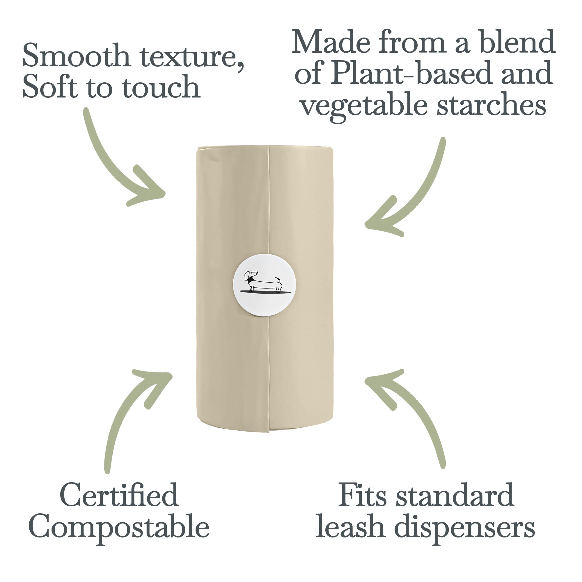 Rouleaux Nina Woof de sacs compostables pour promenades pratiques.