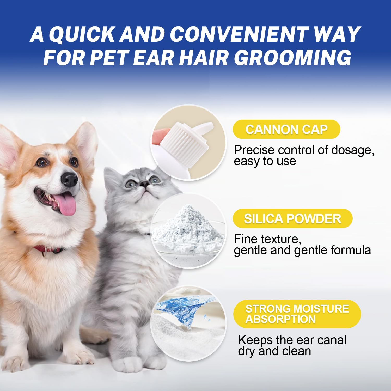 Ninibabie kit, absorbant l’humidité et facilitant le soin des oreilles à domicile.