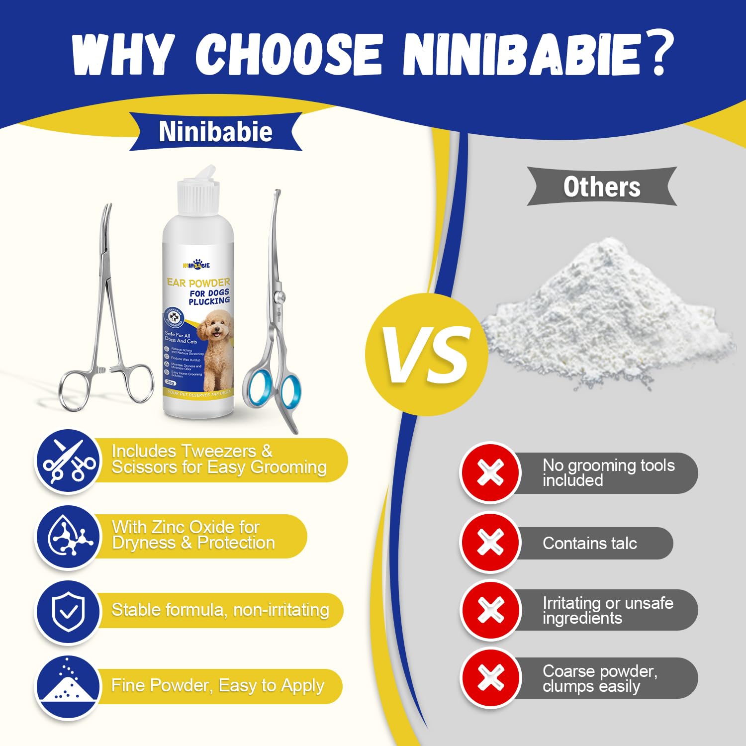 Poudre asséchante Ninibabie absorbe l’humidité pour une meilleure adhérence.