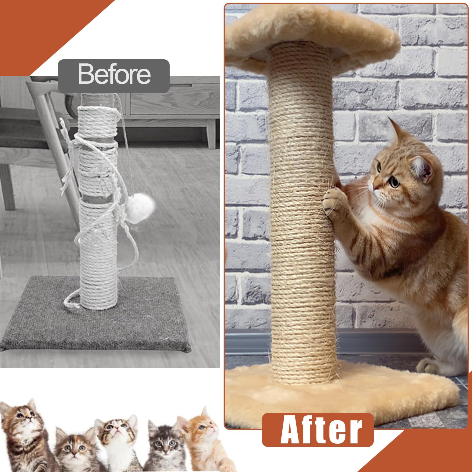 Niserelesa activite-grattage-chat-exercice: corde naturelle stimule griffage et exercice.