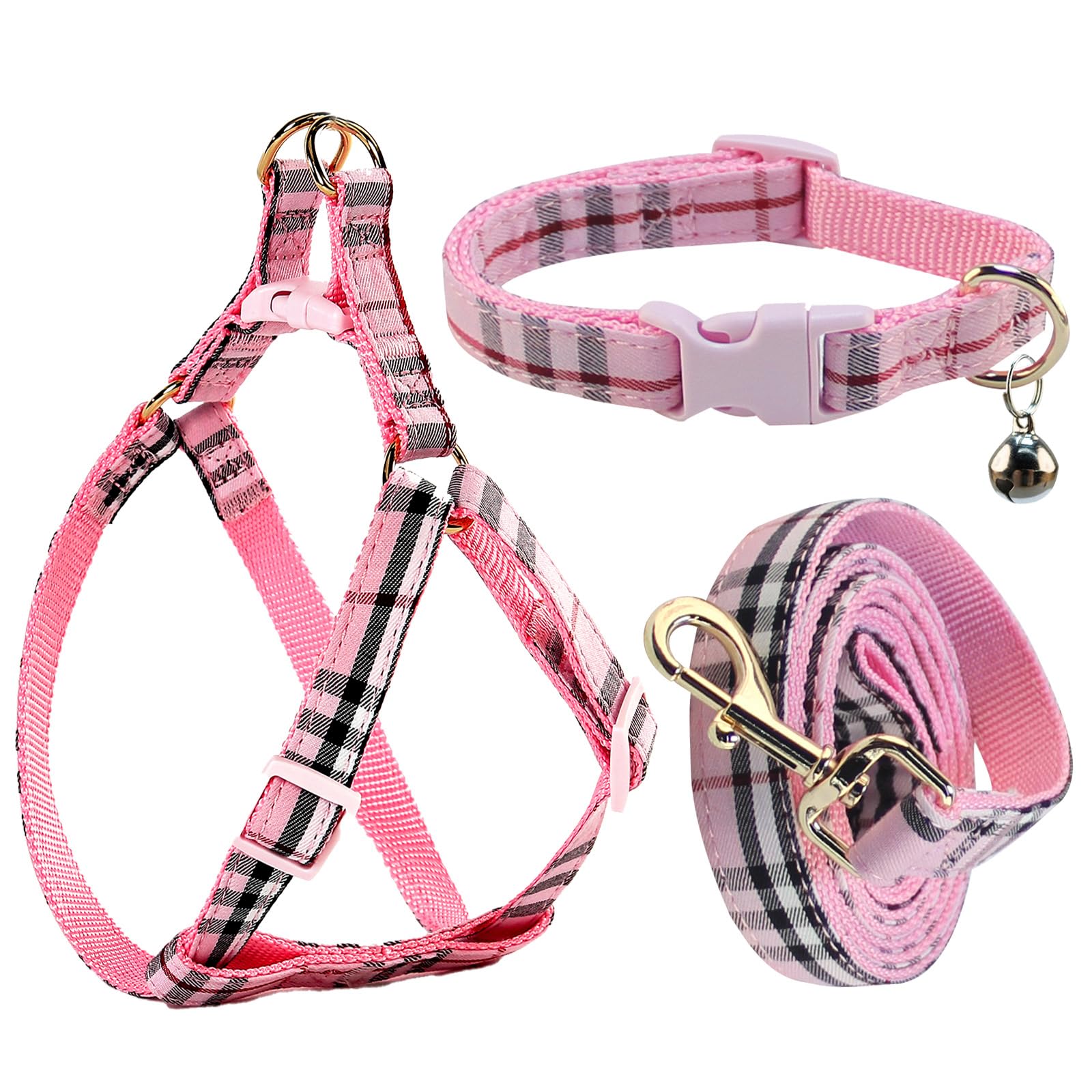 Harnais NISIYE plaid rouge pour chien, confort et sécurité en promenade