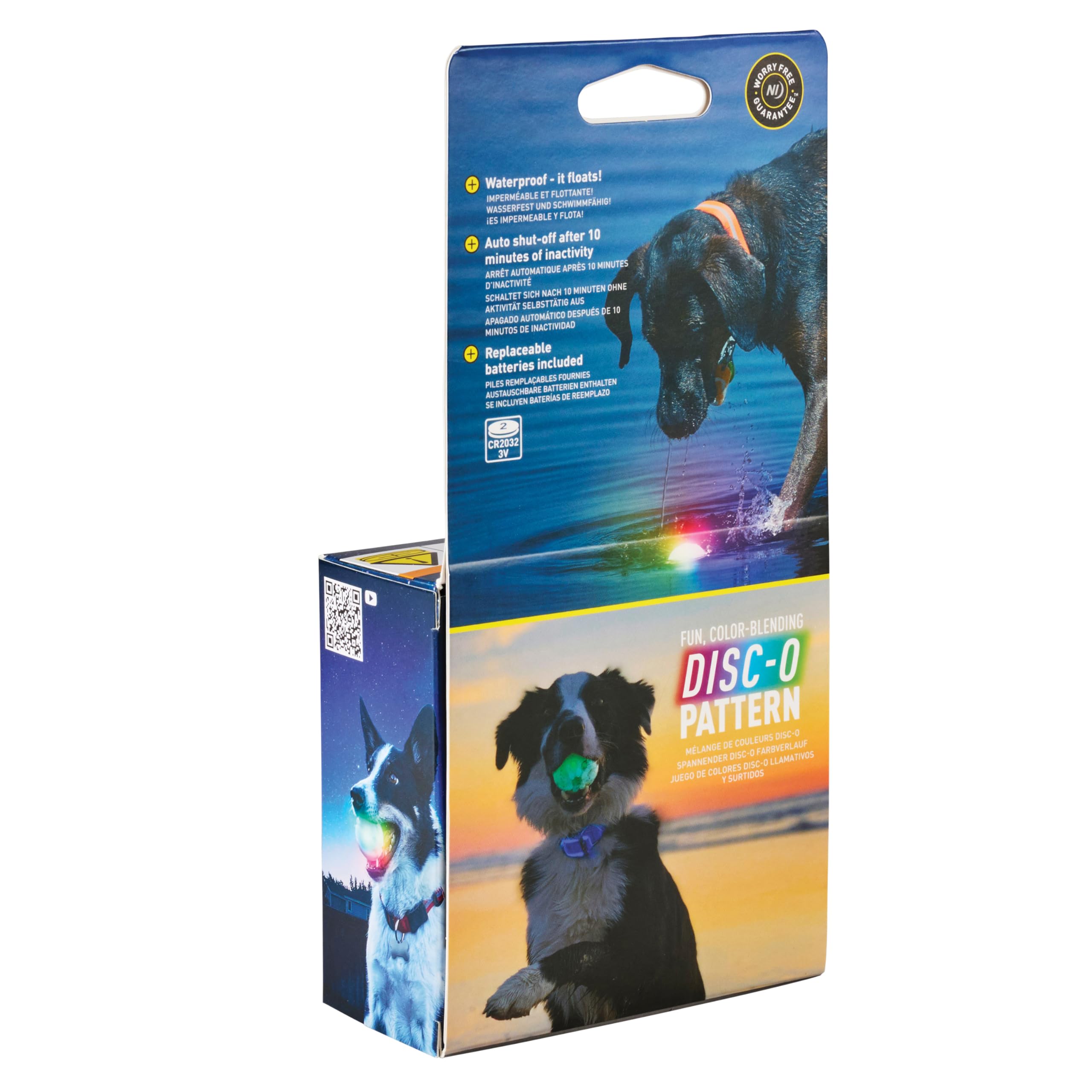 GlowStreak Disc-O – accès facile à la batterie CR2032 remplaçable.