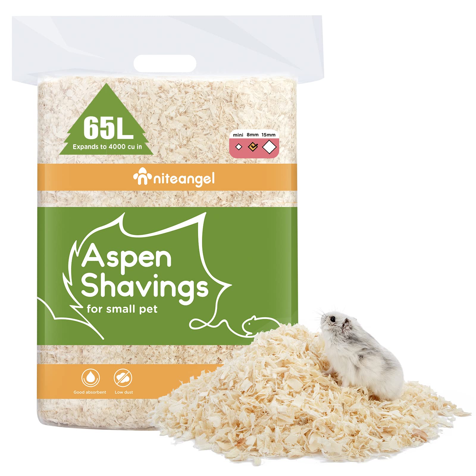 Litière Niteangel Aspen douce pour hamster syrien, confort naturel.