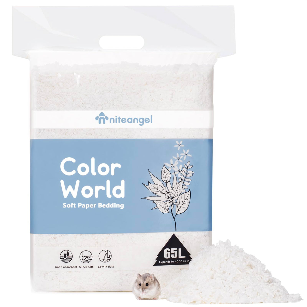 Niteangel Aspen litière papier – texture douce pour le confort des petits animaux.
