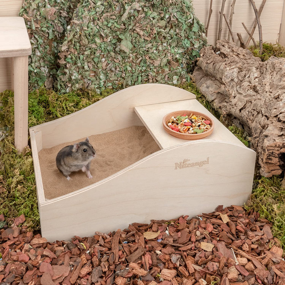 Niteangel Baignoire sable en bois, intérieur avec zone refuge.