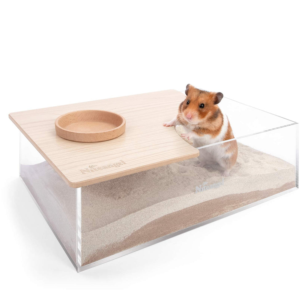Niteangel boite bain sable rectangulaire pour hamster, grande surface de fouille