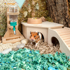 Niteangel design habitat bois hamster; structure semi-ouverte et sûre.