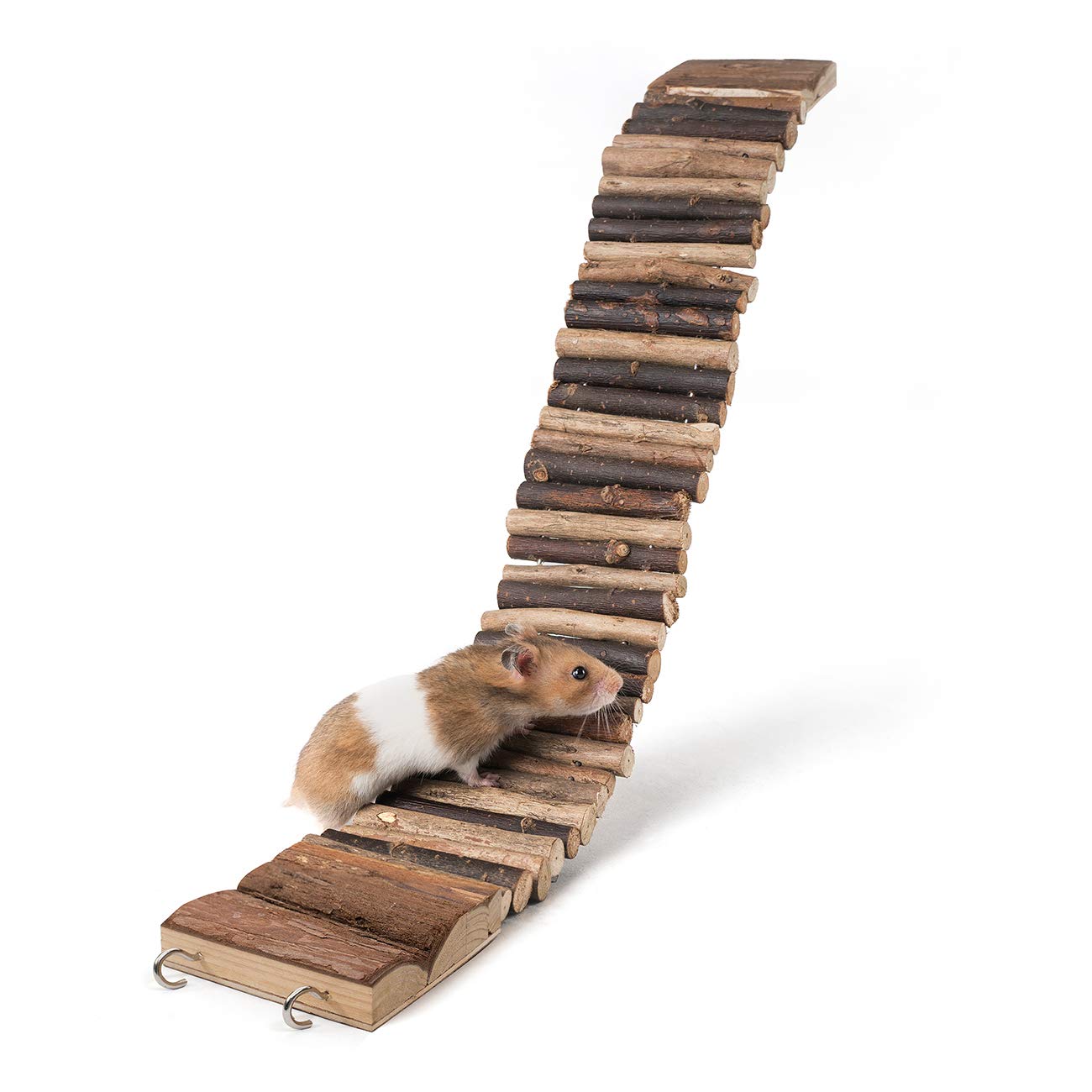 Niteangel pont suspendu pour hamster en bois, vue d'ensemble dans l'habitat.