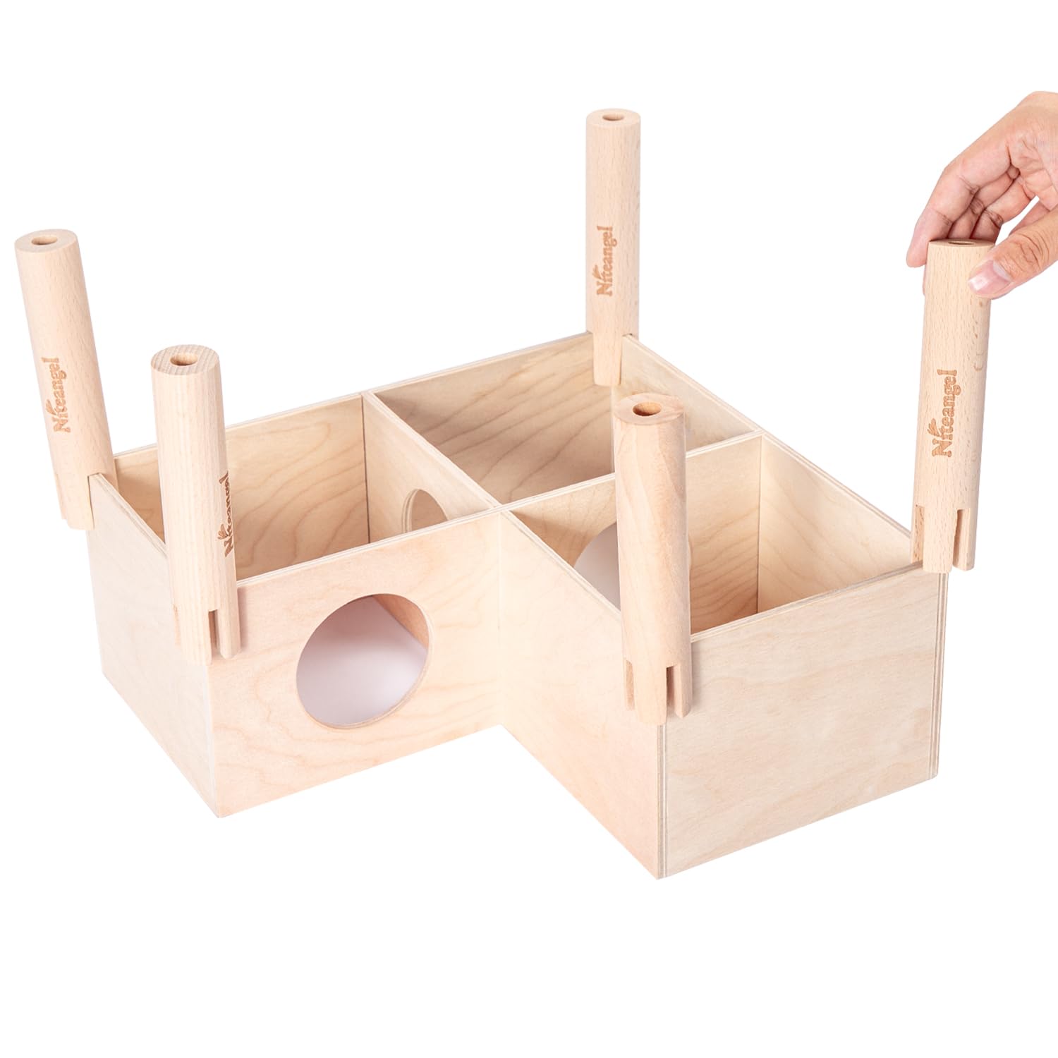 Lot de 5 échasses en hêtre pour labyrinthes Niteangel, stabilité renforcée.