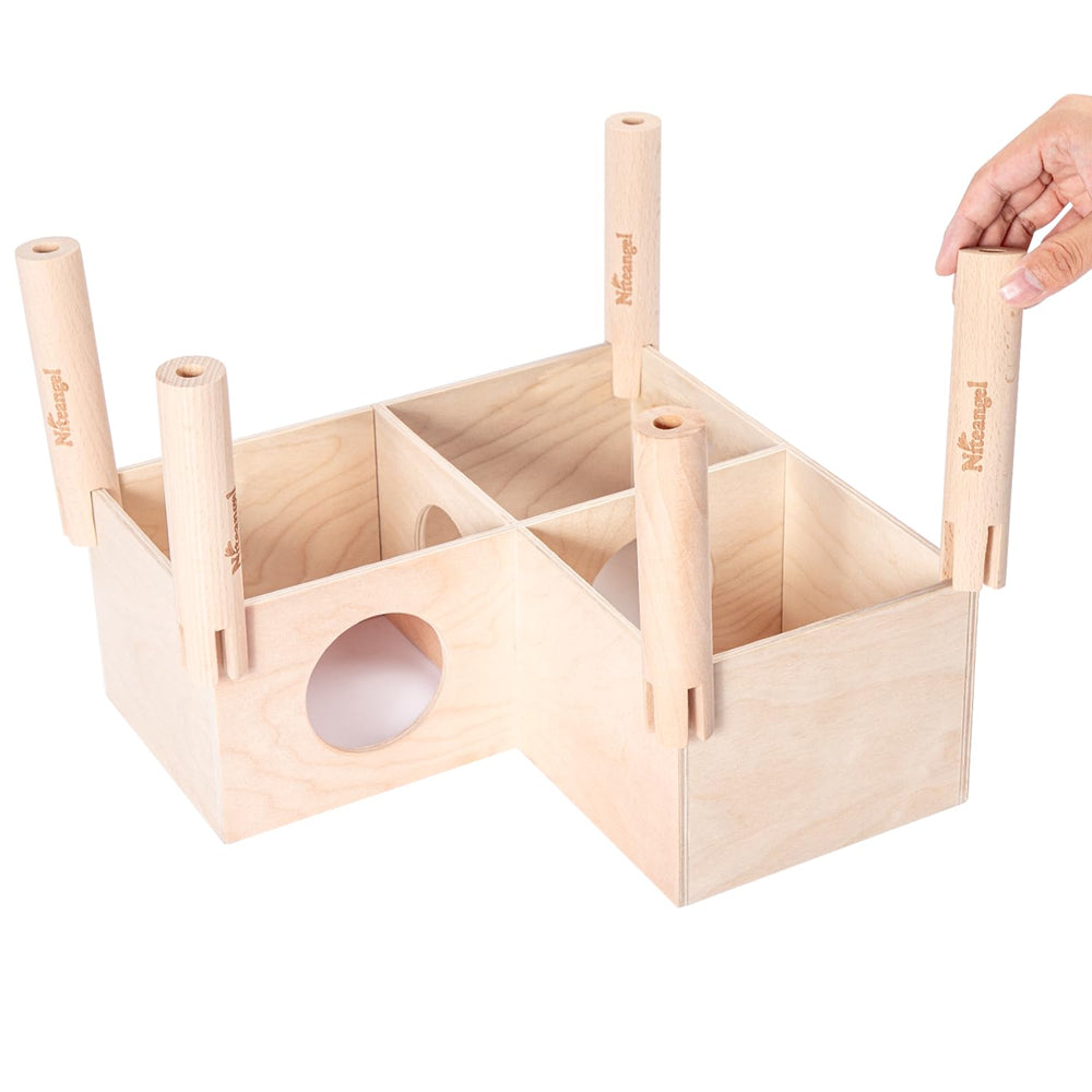 Lot de 5 échasses en hêtre pour labyrinthes Niteangel, stabilité renforcée.