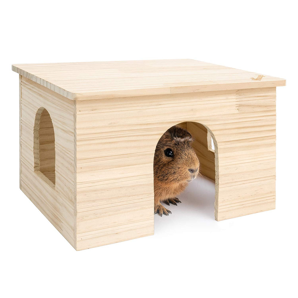Niteangel maison bois avec fenêtre, refuge naturel pour chinchillas et cochons d'Inde