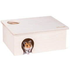 Niteangel Maison hamsters labyrinthe en bois de bouleau, favorise exploration et repos.