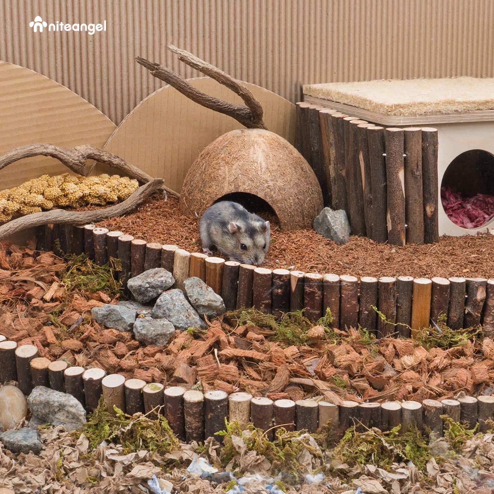 Niteangel Litière coco-cork, absorption des odeurs pour un habitat plus frais