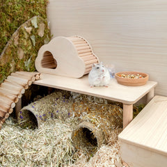 Niteangel Plateforme bois espace loisirs petits animaux – favorise l'exploration et le divertissement.