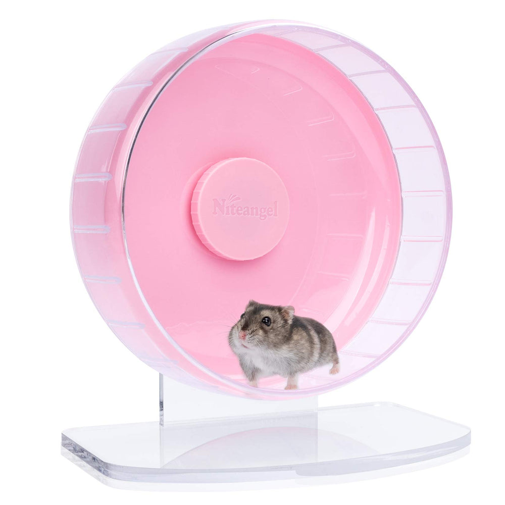 Roue Niteangel silencieuse 8,2 pouces rose en fonctionnement, idéal pour l’exercice nocturne.