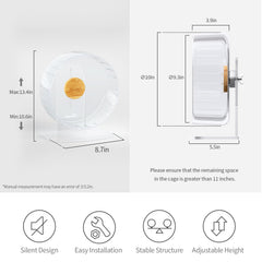 Roue hamster transparente Niteangel avec base reglable pour cage facile.