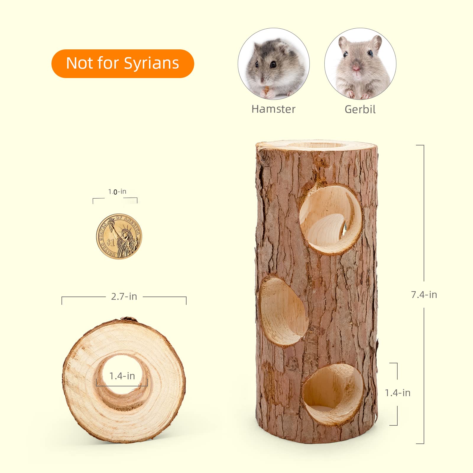Tronc arbre creux Niteangel – abri naturel pour petits rongeurs