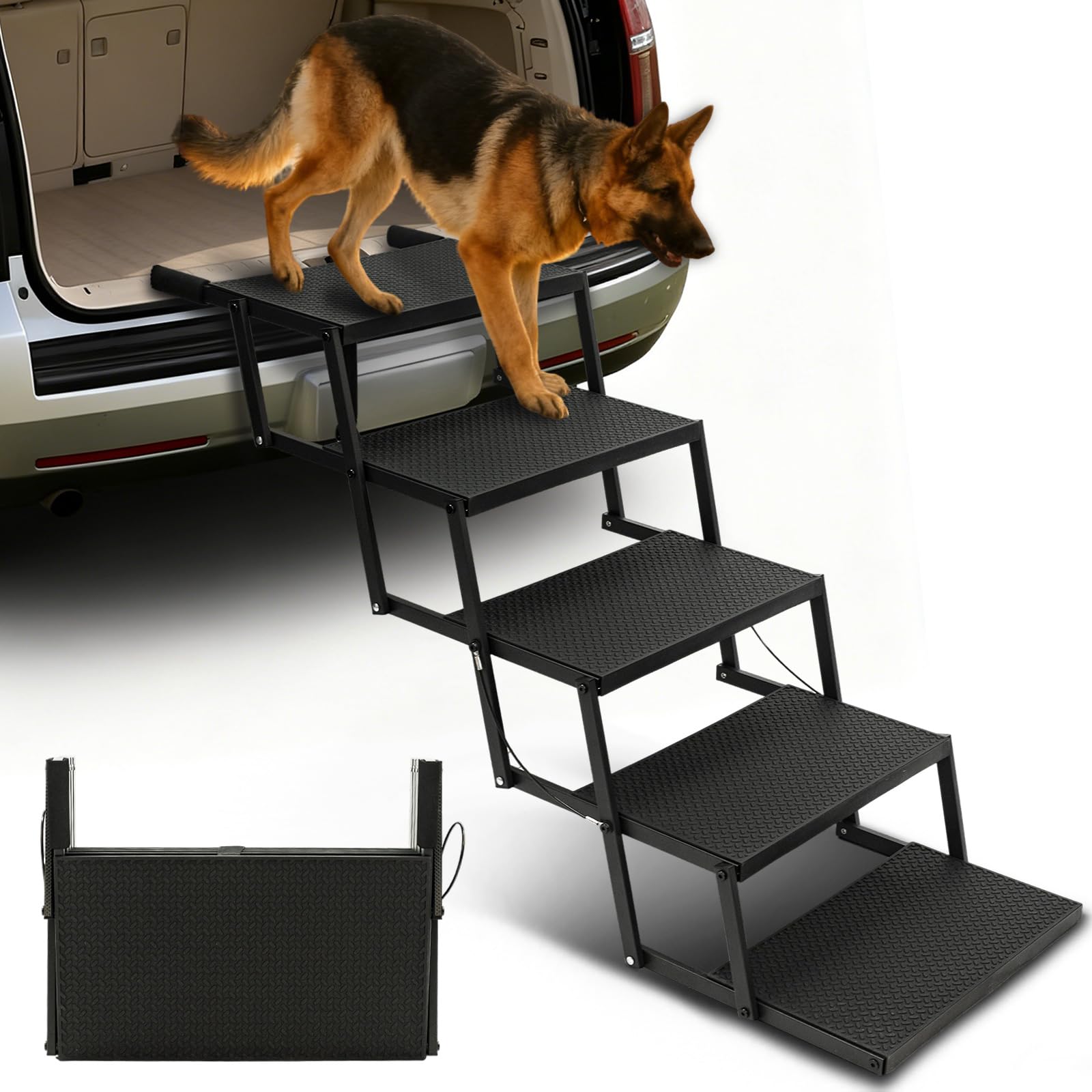 Niubya escaliers pour chien en voiture, pliables et stables pour grands chiens.
