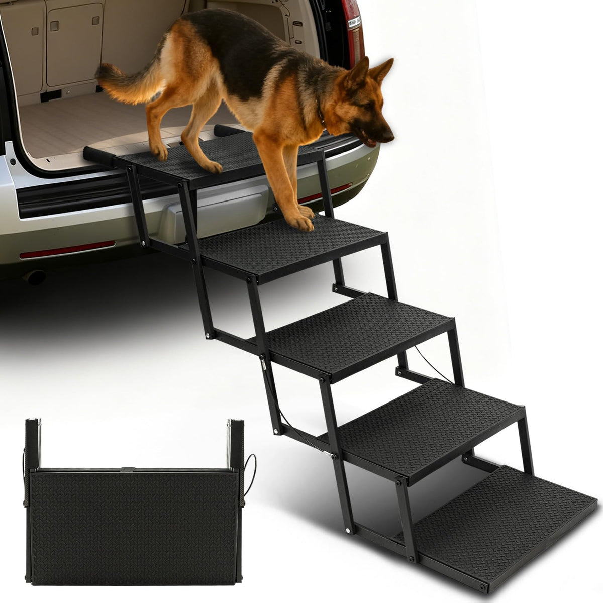 Niubya escaliers pour chien en voiture, pliables et stables pour grands chiens.