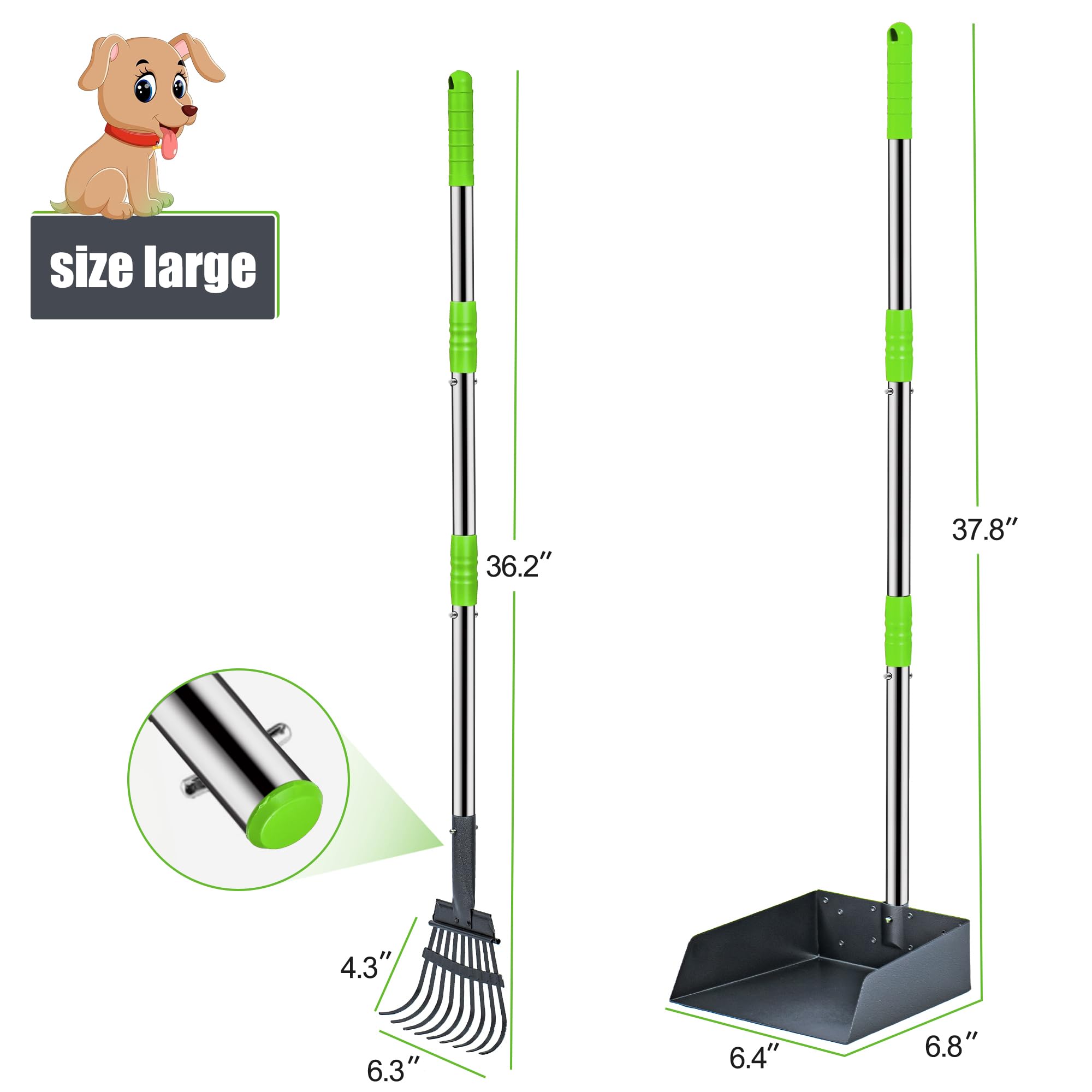 Niubya Pooper Scooper doté d'un clip d'interverrouillage pour une connexion fiable.