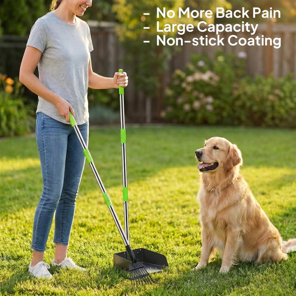 Niubya Pooper Scooper, manche en métal léger et durable pour l'extérieur.