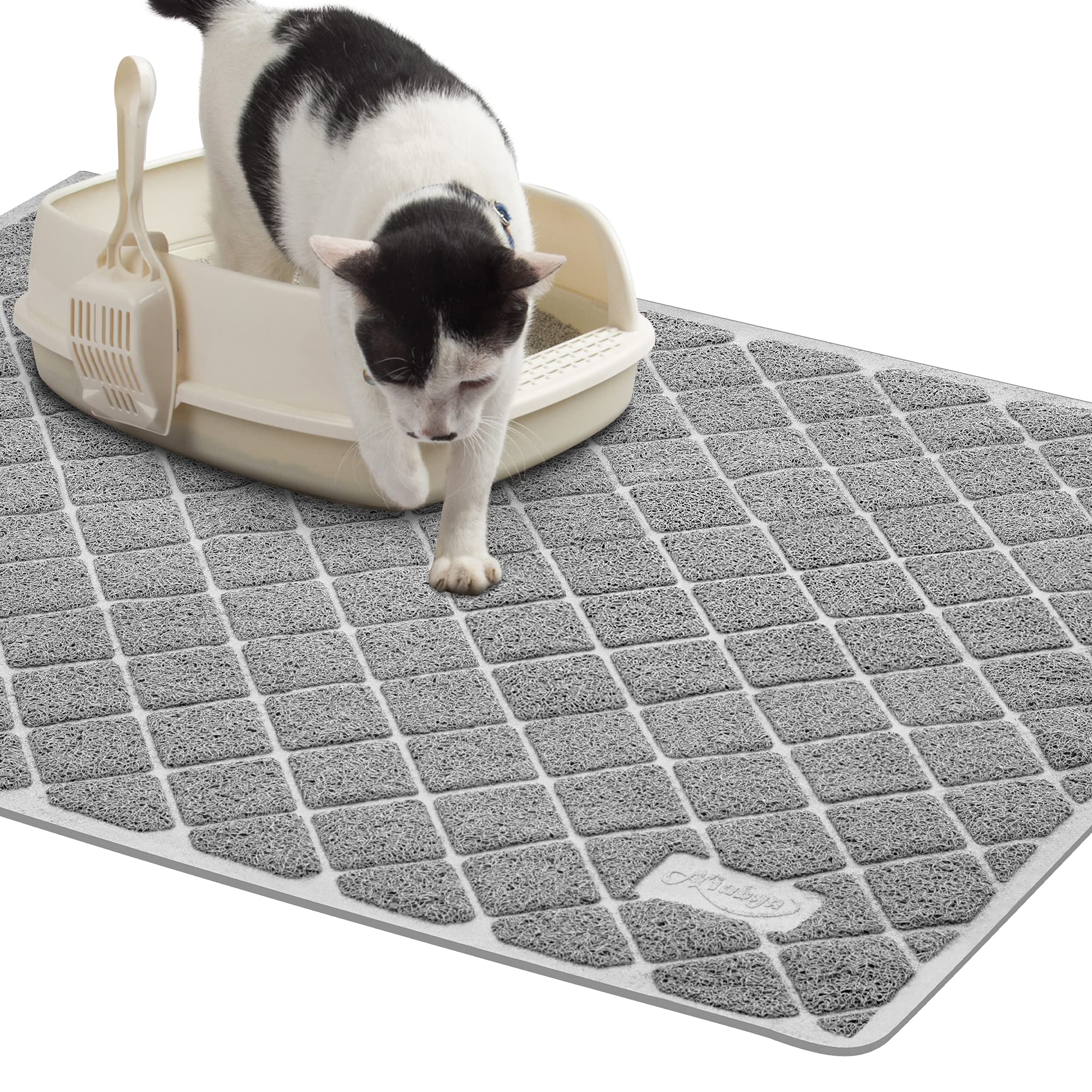 Niubya tapis litiere chat 47x35, grande surface pour eviter les traces sur le sol.