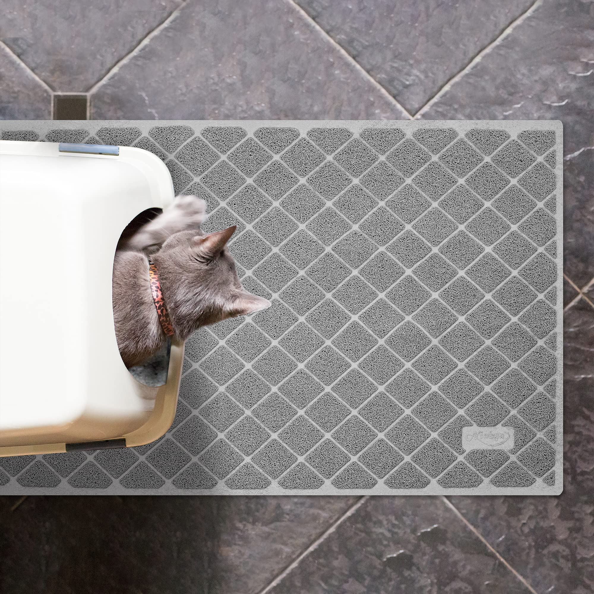 Niubya tapis litiere chat antiderapant, maintien stable devant la litiere.