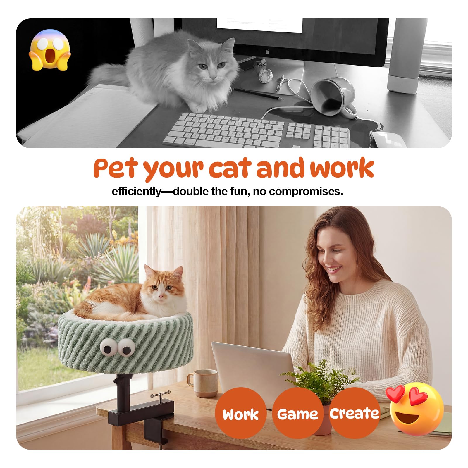 NIUZYRO hamac chat bureau 2-en-1, pratique et polyvalent.