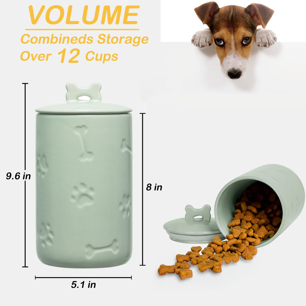 NIXBYO bocal friandises chien en céramique vert, accès facile.