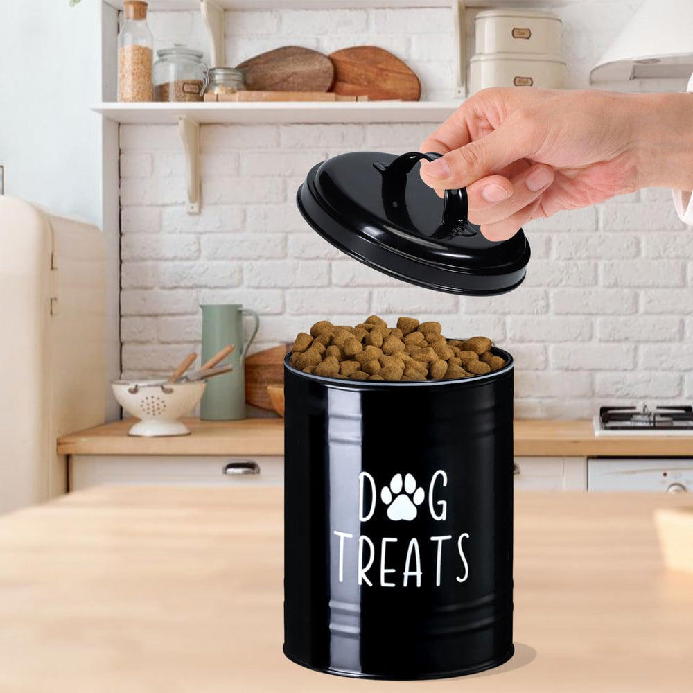 NIXBYO Conteneur gourmand chien sur comptoir cuisine, style ferme.