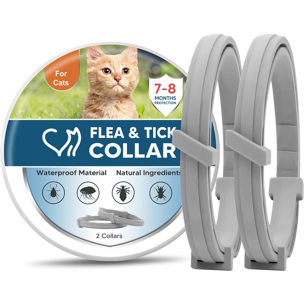 Collier NJKPUYT antipuces et tiques pour chat, protection durable et sûre pour l’intérieur et l’extérieur