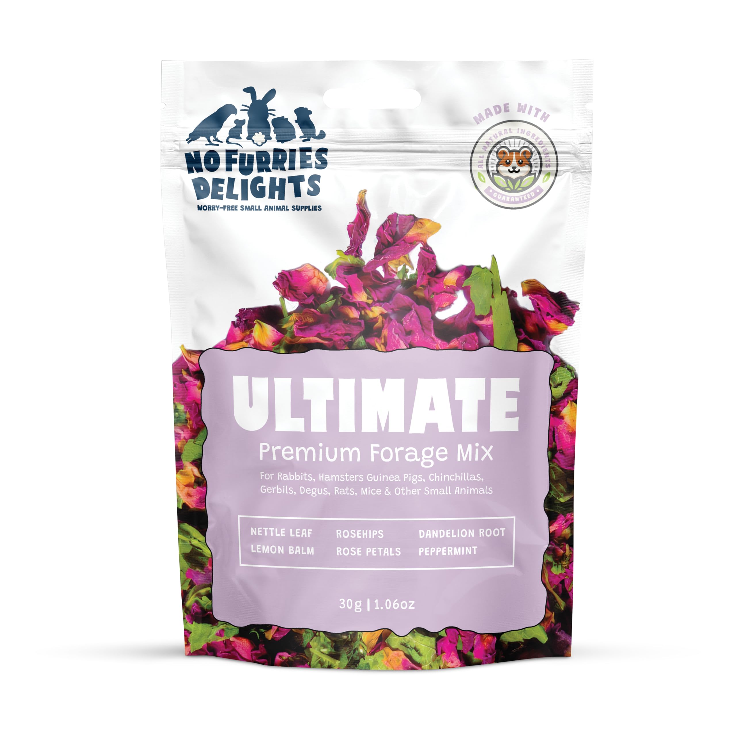 No Furries Delights Forage Mix – bouquet d’herbes aromatiques pour petits animaux.