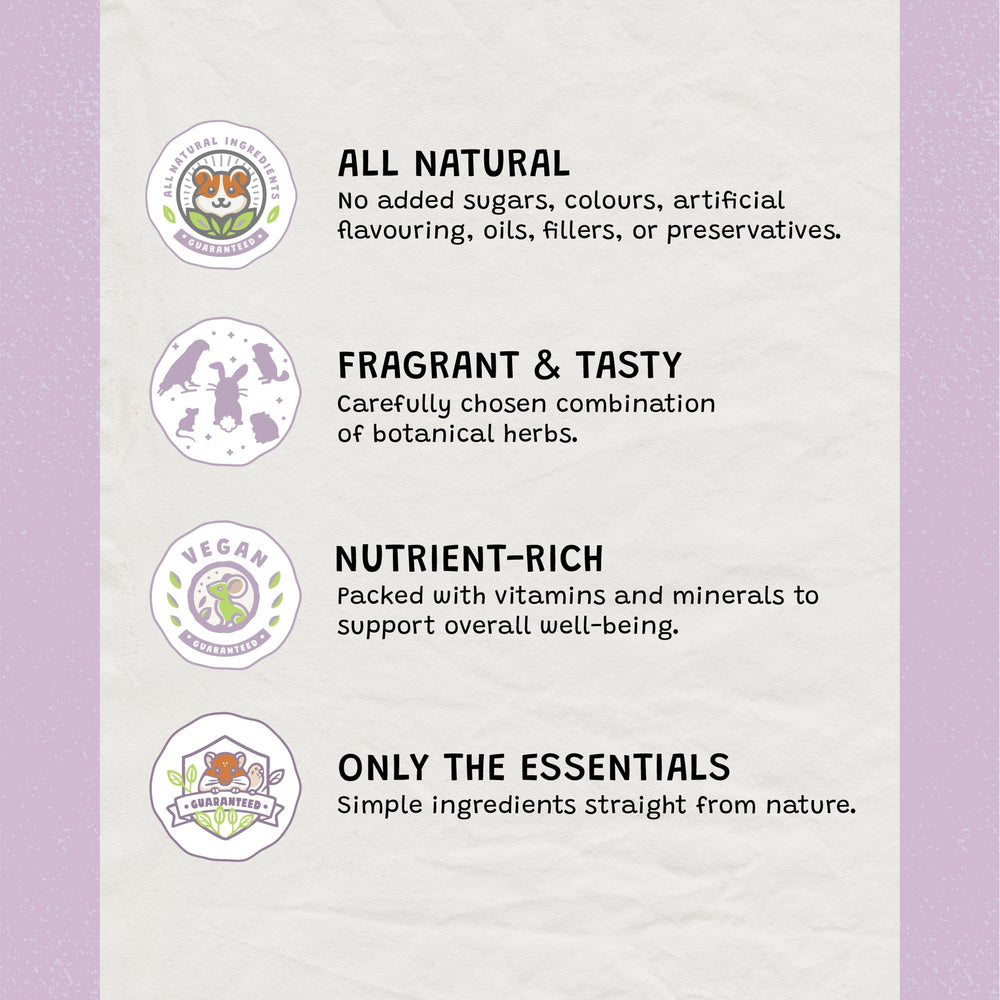 No Furries Delights Premium Forage Mix – convient aux rongeurs et autres petits animaux