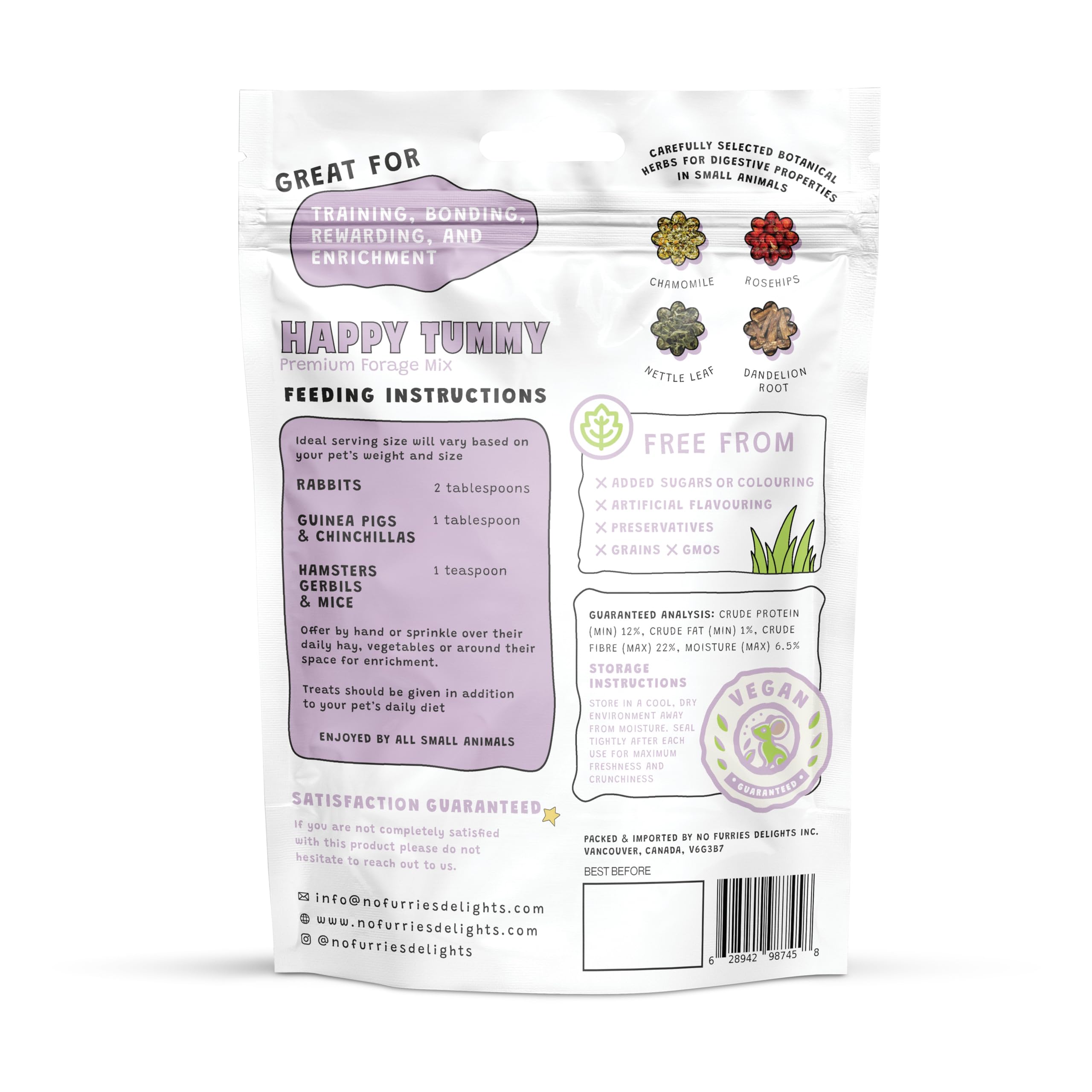 No Furries Delights Premium Forage Mix – toppings de foin pour diversifier le repas