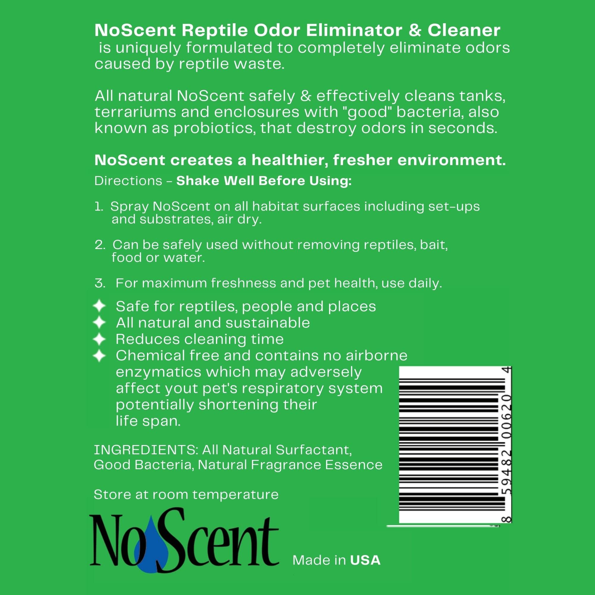 No Scent Reptile Utilisation en voyage et entretien du terrarium