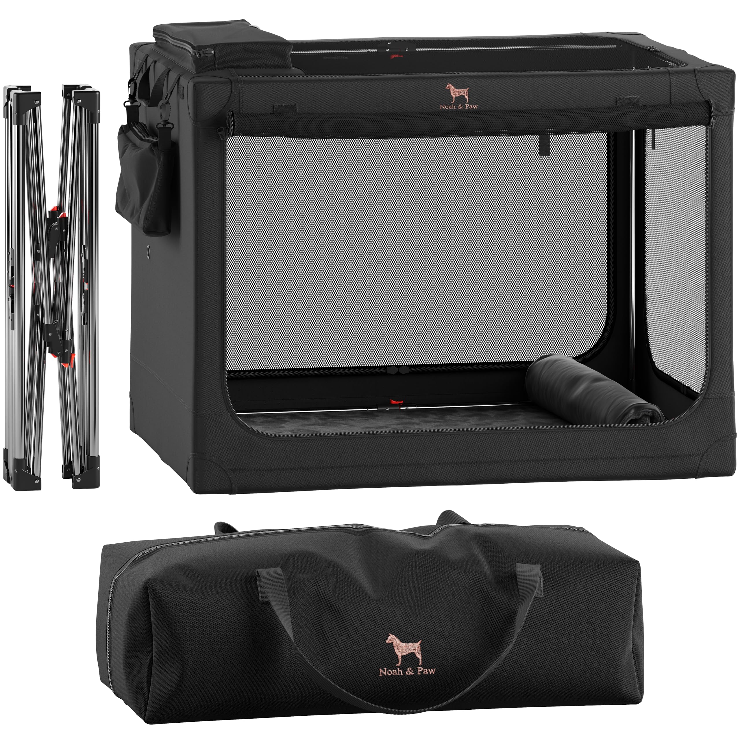 Noah & Paw cage pliable 30 pouces, cadre en acier, transport pratique