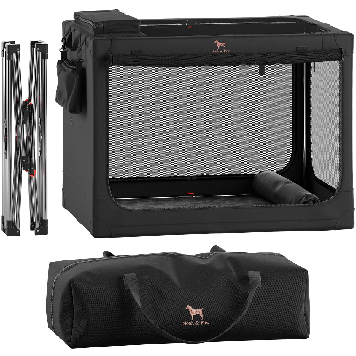 Noah & Paw cage pliable 30 pouces, cadre en acier, transport pratique