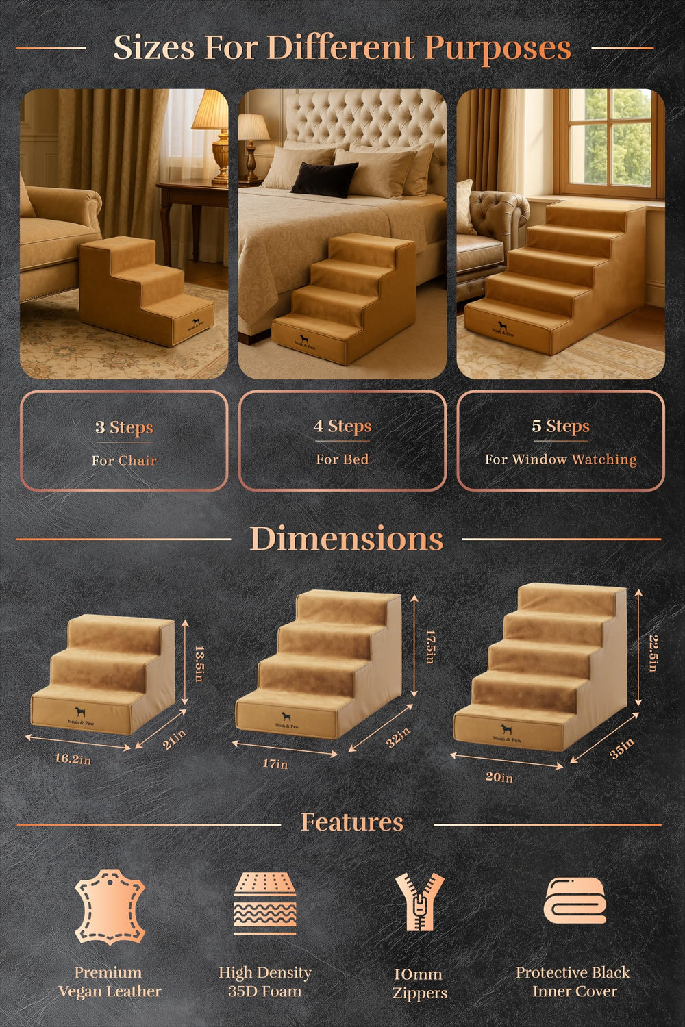 NOAH & PAW Escalier design cuir végan, s’accorde à la déco