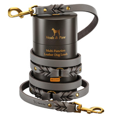 NOAH & PAW longe-cuir-huile-cire 2-4m gris, toucher riche et durabilité pour promenades.