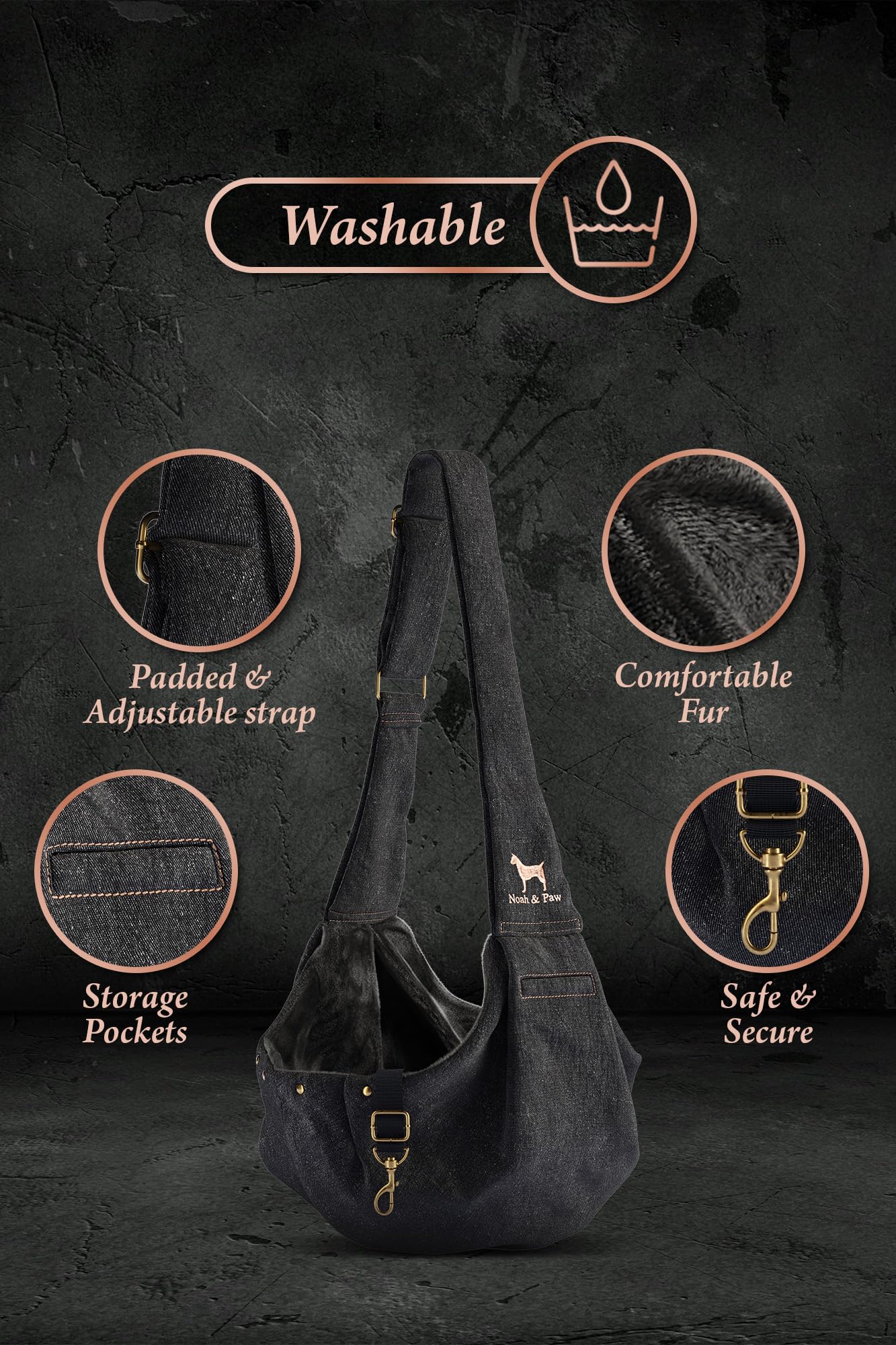NOAH & PAW sling sangle reglable: ajustement facile pour différentes morphologies.