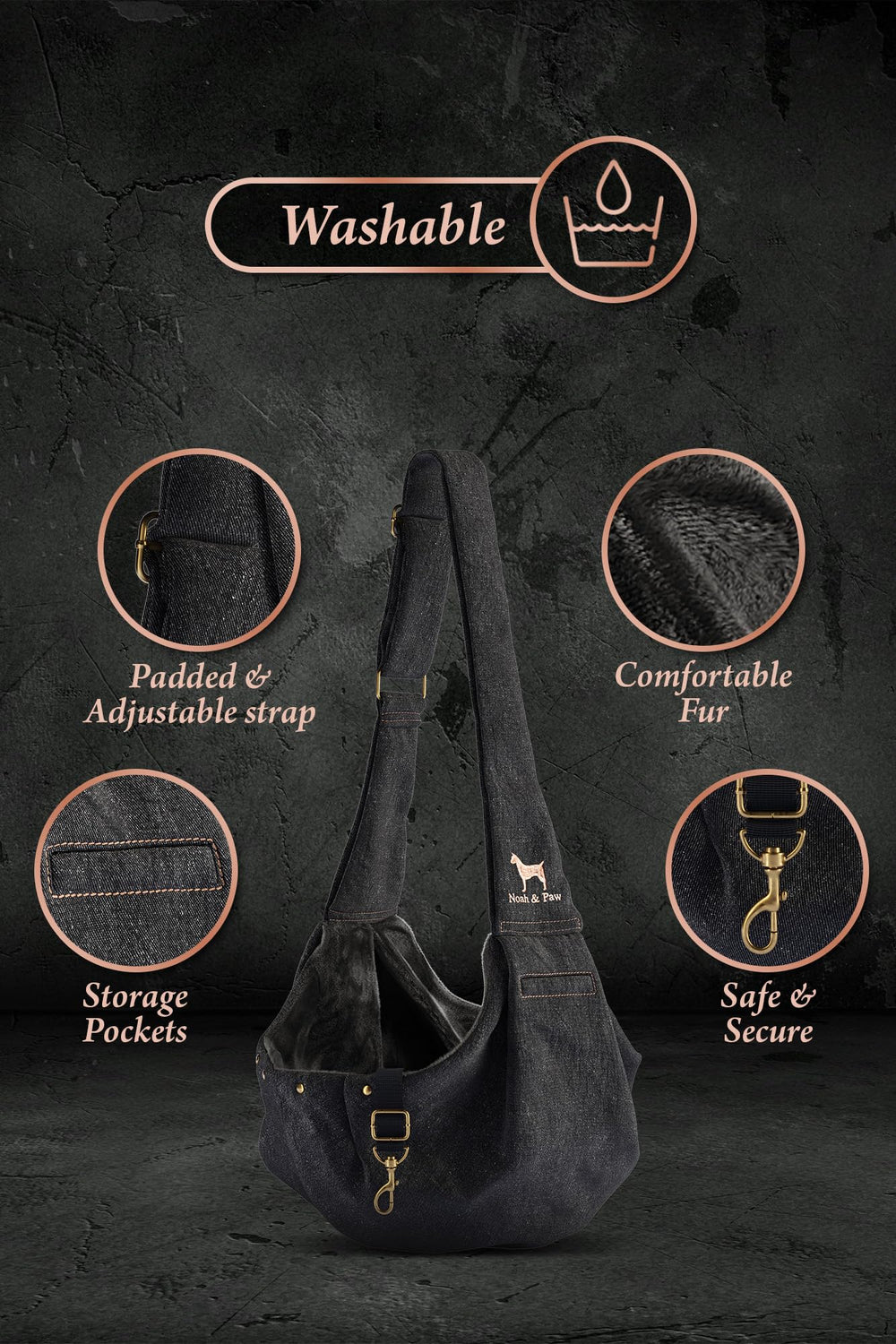 NOAH & PAW sling sangle reglable: ajustement facile pour différentes morphologies.