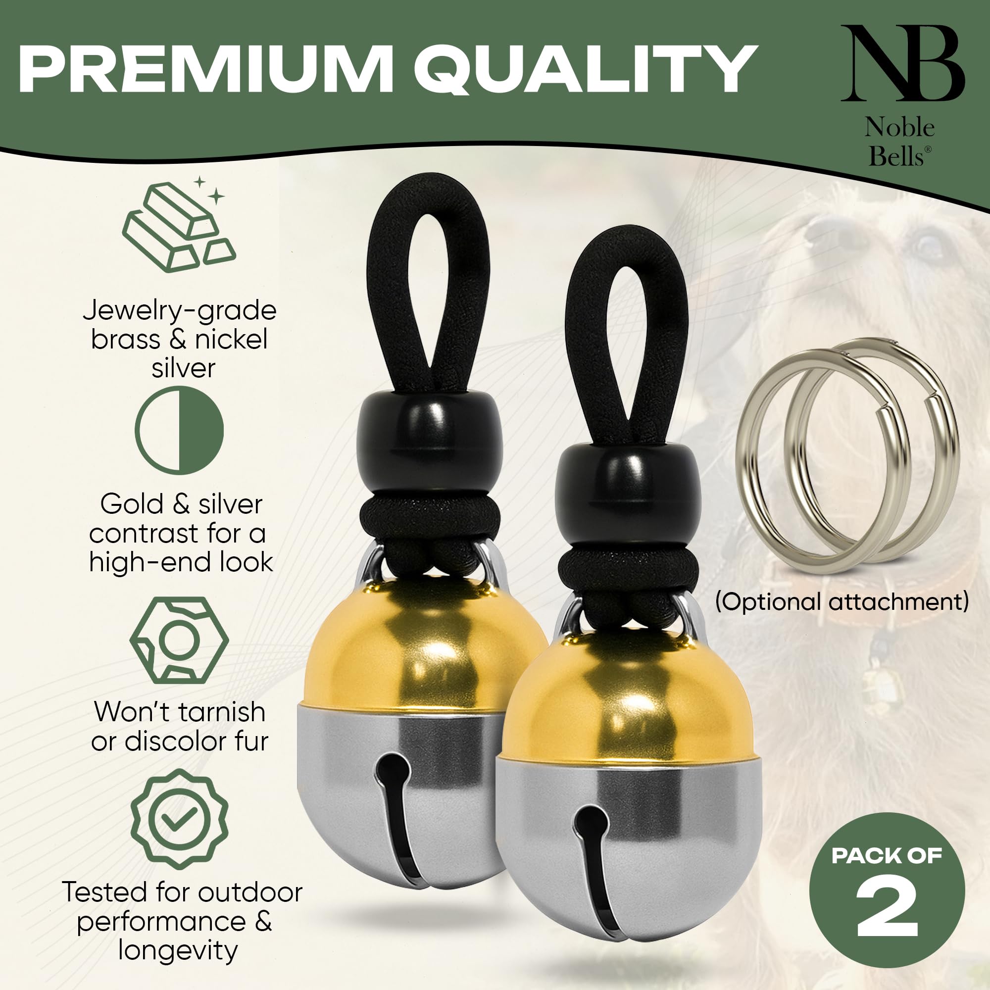 Noble Bells: detail-clacker multifacette, démontrant qualité et longévité.