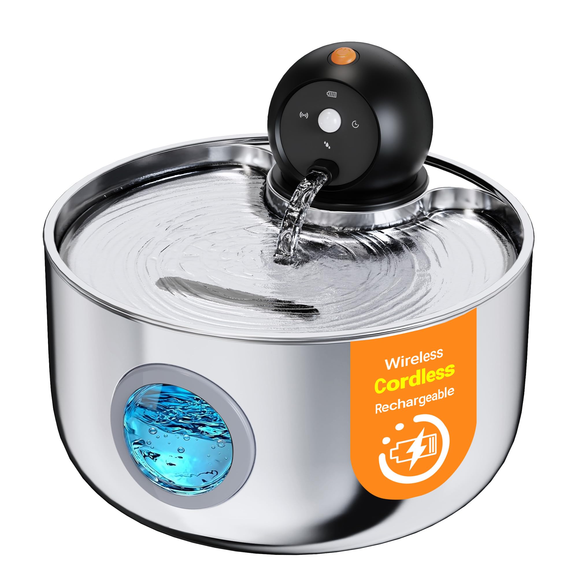 NOBXBON fontaine-eau-chat-acier-inox: hydratation durable pour votre chat sans fil