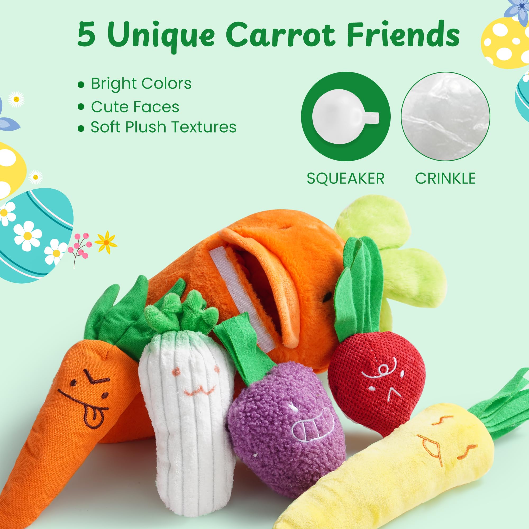 Jouets Nocciola Carotte pour chien : sifflet et crinkle pour éveiller l’attention.