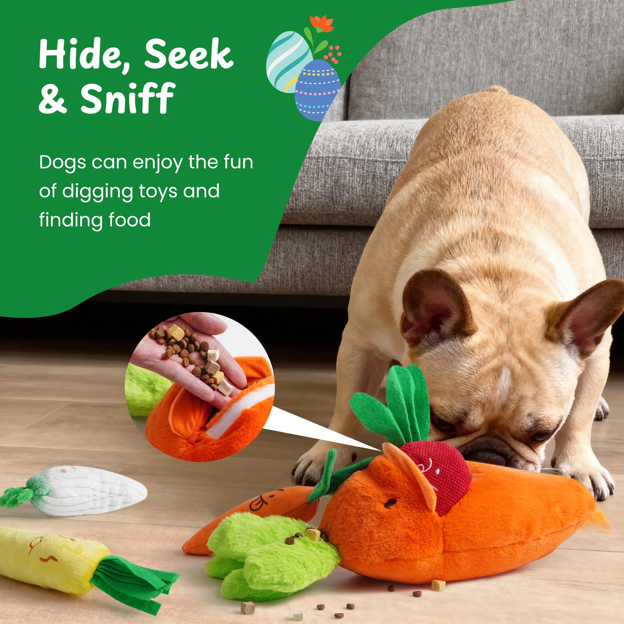 Jouets Nocciola Carotte pour chien : textures variées, mâchage sûr.