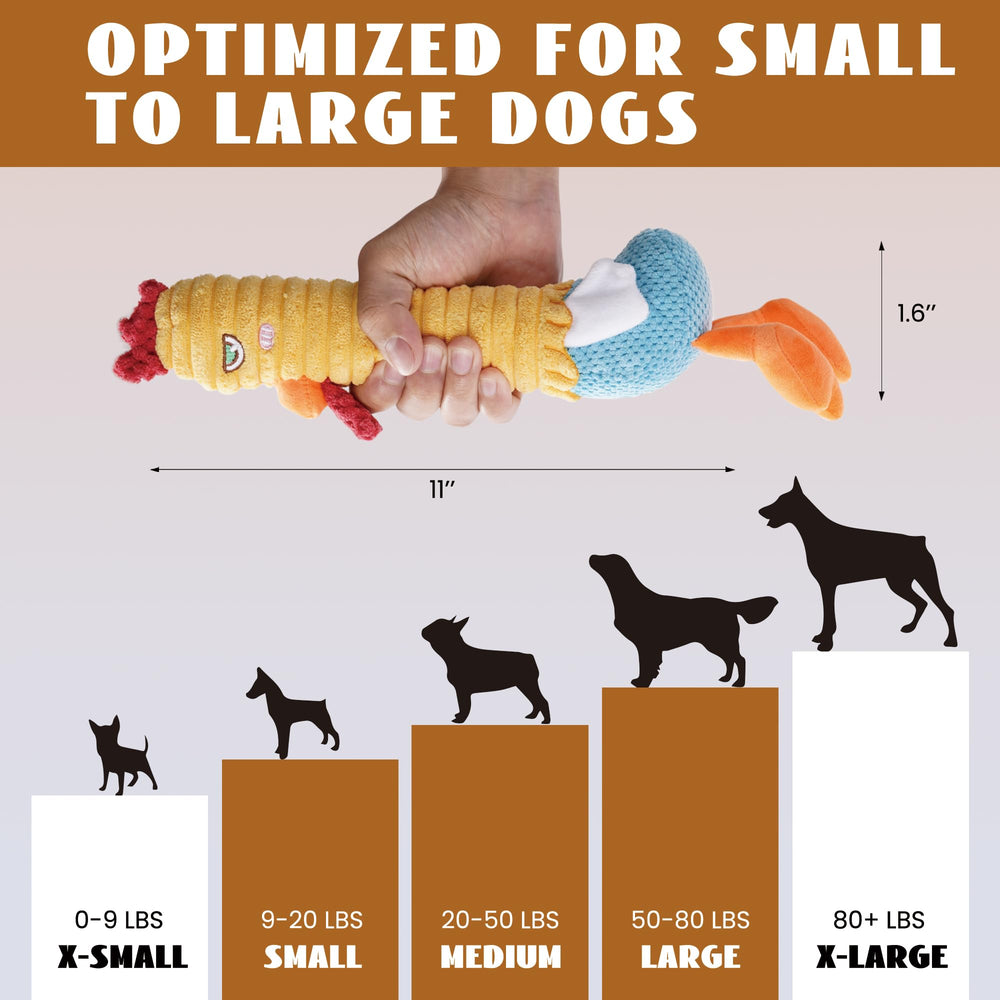 Jouet Nocciola dimension 11 pouces, longueur adaptée pour chiens moyens et grands.